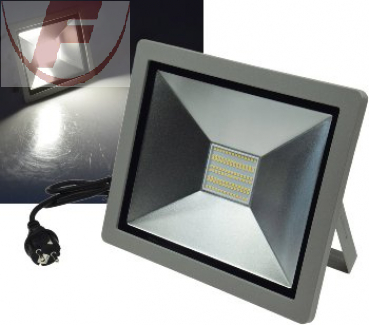 LED-Fluter SlimLine 100Watt, IP44, 6500lm, 4000K,120°, silber - "CTF-SLT 99"
