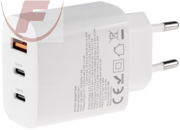 Stecker-Netzteil mit USB-C In 100-240V~, Out 5,0V/9,0V/12,0V=, 65W - "CTN-PD65 a