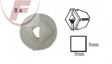 Karosseriedübel 9mm x 9mm x 10mm, Schraubentyp: 4,8mm, 8er Pack