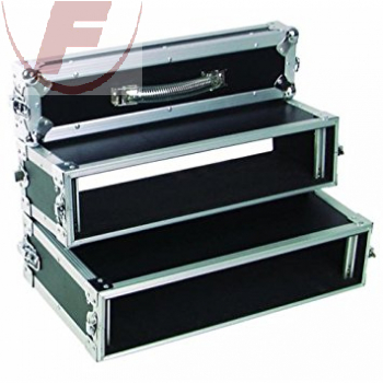 19" Doppel-CD-Player-Case, 2HE, 53cm tief, separates Bedienteil- DJ-Flightcase R