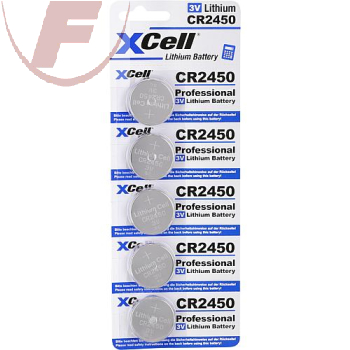 CR2450, Lithium-Knopfzelle 3Volt - XCell, 5er Blister