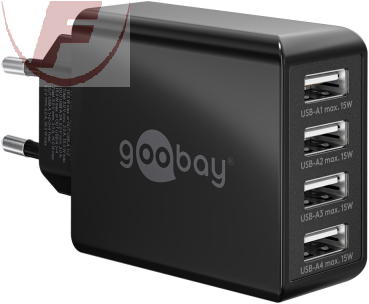 4-fach USB-Ladegerät (30W) schwarz
