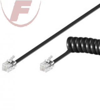 Telefonhörer-Spiralkabel, 2m, schwarz, RJ10-Stecker> RJ10-Stecker