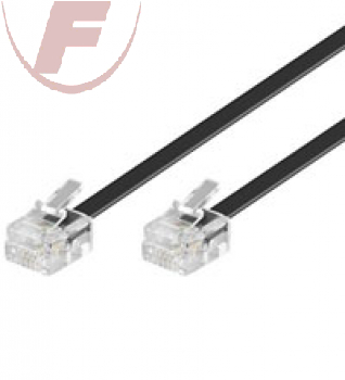 2x 6P4C Stecker Telefonflachkabel  3m sw