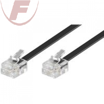 2x 6P4C Stecker Telefonflachkabel  10m sw