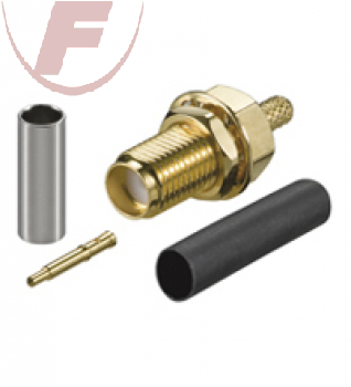 SMA Buchse für RG 174/RG316, Crimp, gerade, Reverse