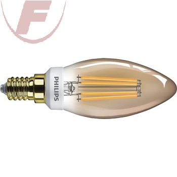 E14 LED-Kerze, Filament, 5Watt, 350lm, 2700K, 360°, Gold, Dimm