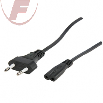 Netzkabel mit Eurostecker / 8-Form-Kupplung 1,8m, Schwarz