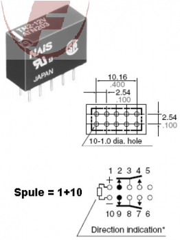 Panasonic Relais TN2-5, 5Volt, 1A, 2xUM