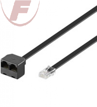 ISDN Kabel Stecker 8P8C / 2xKupplung 8P8C 0,2m schwarz