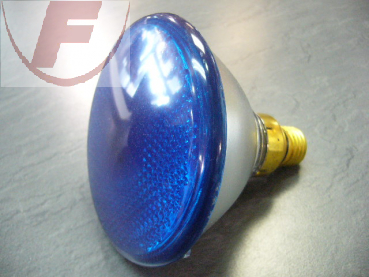 E27 Pressglaslampe 100W Blau Flood 30º