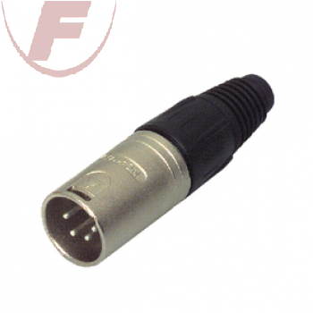 Neutrik NC4MX, XLR Stecker 4 polig, Lötanschlüsse, Standard D Gehäuse, Silber be