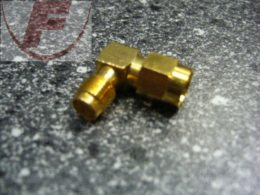 Adapter SMA-Stecker> SMA-Kupplung,  winkel, vergoldet