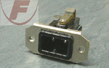 Netzeinbaubuchse, 250V/1A, US-Norm mit Schalter