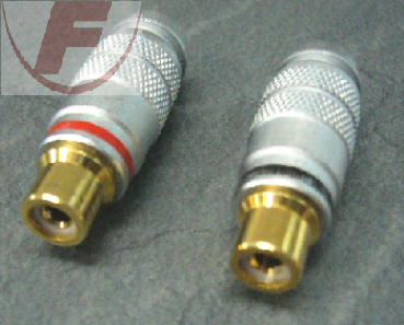 Cinch-Kupplung HighEnd,vergoldet, isoliert, schwarz bis 8mm² Kabel