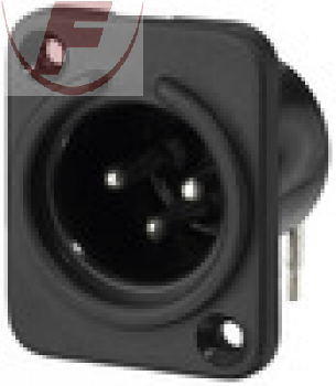 XLR-Einbaustecker 3-polig Printmontage Kunststoffausführung schwarz