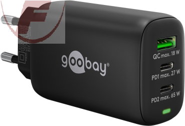 USB-C™ PD GaN Multiport-Schnellladegerät (65 W) schwarz