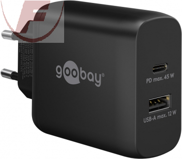 USB-C™ PD GaN Dual-Schnellladegerät (45 W) schwarz
