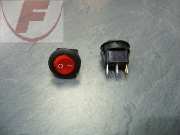 Wippschalter Ø 20mm, 1x Ein, 12Volt, 16 A, sw/rt/rt, O/I