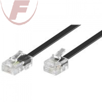 8P4C/RJ45-Stecker > 6P4C/RJ11-Stecker 15m Modularkabel schwarz