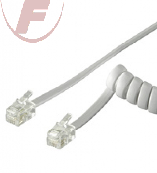 Telefonhörer-Spiralkabel, 4m, weiß, RJ10-Stecker> RJ10-Stecker