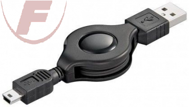 USB-2.0 Kabel, USB-A Stecker/USB-mini, 0,65m (ausziehbar auf Spule)