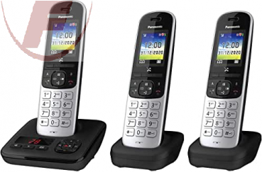 Panasonic Schnurlostelefon KX-TGH723GS mit Anrufbeantworter 2 zusätzlichen Mobil