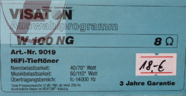 W 100 NG - 8 Ohm, HiFi-Tieftöner, schwarz