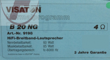 B 20 NG - 4 Ohm, HiFi-Breitband-Lautsprecher