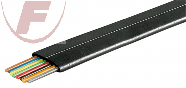 Telefonkabel 8-adrig schwarz - 100m Ring - flexibel, flach, AWG 28, CCA
