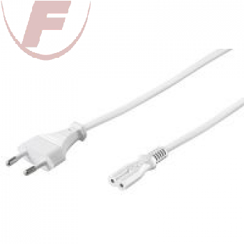 Netzkabel mit Eurostecker / 8-Form-Kupplung 5 m, weiß