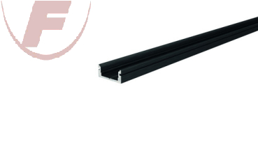AU-01-10 U-Profil flach 1m Schwarz-matt Eloxiert