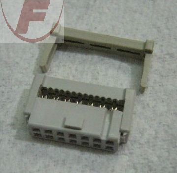 Pfostenverbinder 14-polig grau mit Zugentlastung für Flachkabel