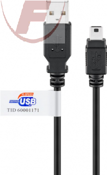 USB-2.0 Kabel, USB-A Stecker/USB-mini, 1,80m