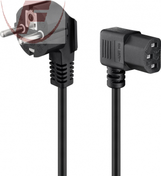 Netzkabel, 2m, Schutzkontakt-Winkelstecker> Kaltgeäte-Winkelkupplung, schwarz