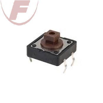 Taster, Druck=EIN, 1-pol., 50mA/12V, Leiterplatte, liegend, Snap-In, 12x12x7,3