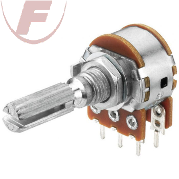 50 kOhm/0,2Watt, Potentiometer, Stereo, linear, 6mm Achse