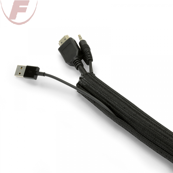 FLEWO OnlineShop - Kabelschlauch, 3m, schwarz, 20mm selbstschliessend,  schwarz