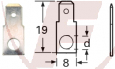 Flachstecker Ø=3,2mm versilbert,180º