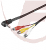Klinken/Cinch-Kabel 1,5m, 3,5mm Klinken-Winkelstecker (4-pol) > 3x Cinchstecker