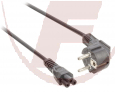 Netzkabel, 3m, mit gewinkeltem Schutzkontakt-Stecker - IEC-320-C5 ( „Kleeblatt“-