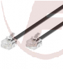 2x 6P6C Stecker Telefonflachkabel  3m sw