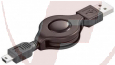 USB-2.0 Kabel, USB-A Stecker/USB-mini, 0,65m (ausziehbar auf Spule)